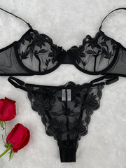 Embroidered Lingerie Set | Sexy Underwear | Black & White Lace Set - MDCURVE