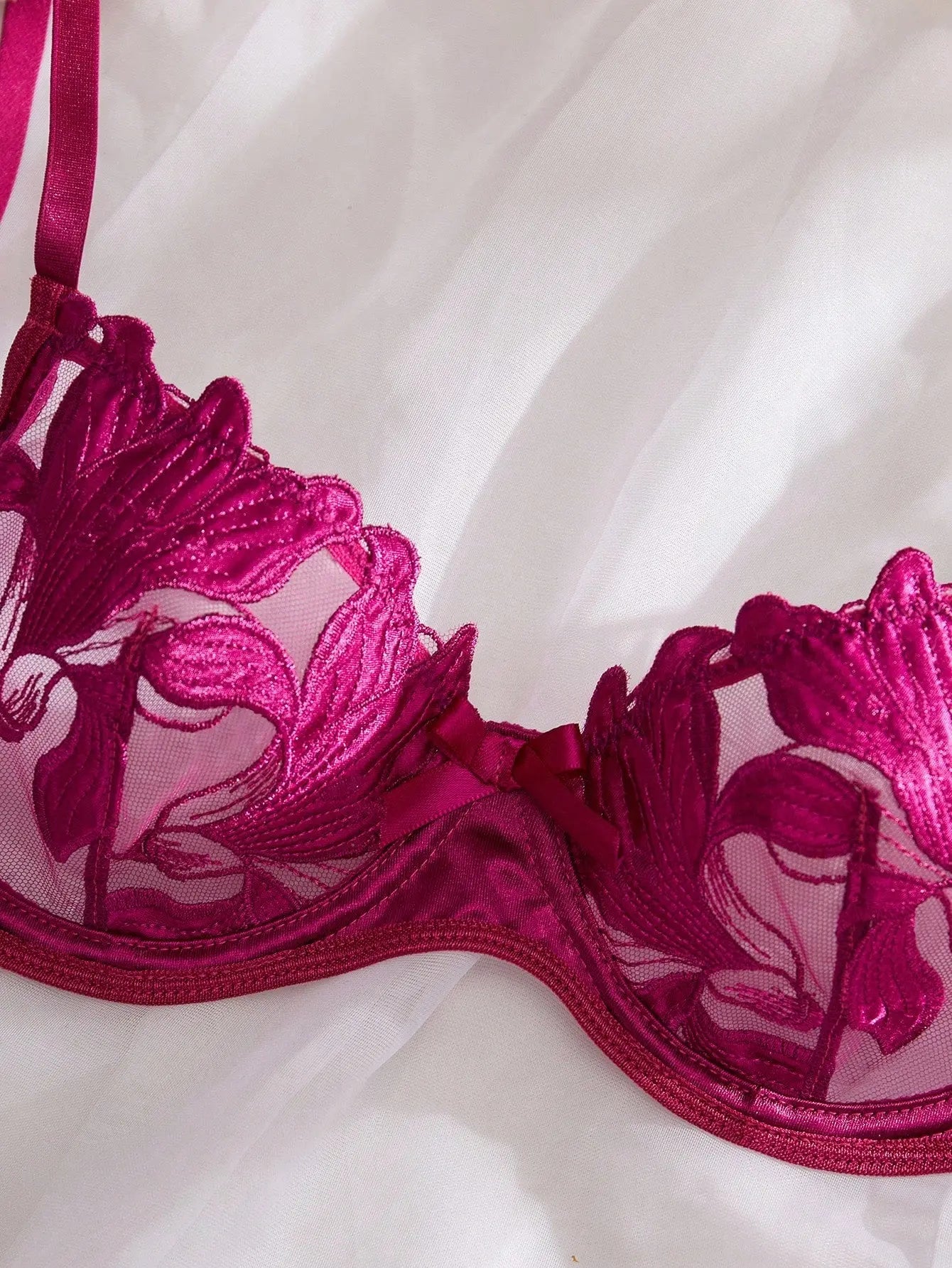 Floral Embroidery Lingerie Set | Satin & Lace Sexy Lingerie for Women - MDCURVE