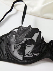 Floral Embroidery Lingerie Set | Satin & Lace Sexy Lingerie for Women - MDCURVE