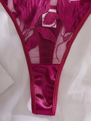 Floral Embroidery Lingerie Set | Satin & Lace Sexy Lingerie for Women - MDCURVE