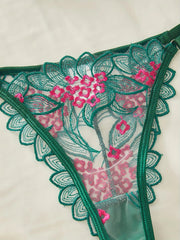 Floral Embroidery Lingerie Set | Sexy Green Mesh 2 - Piece for Women - MDCURVE