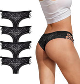 Lace Cheeky Panties | Women’s Low Rise Bikini Criss Cross Underwear 4 Pack - MDCURVE