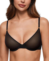 Sheer Balconette Bra | Demi Unlined Mesh with Underwire - MDCURVE