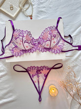 Sheer Floral Lace Lingerie Set | Embroidered Mesh Bra and Thong for Women - MDCURVE