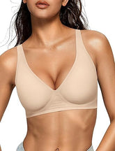 Women's Deep V Bra | Push Up Bralette | Seamless Wire - Free Bra | Low Cut Plunge Bra | Comfortable T-Shirt Bra with Support - MDCURVE