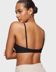 black wireless triangle bralette with adjustable straps