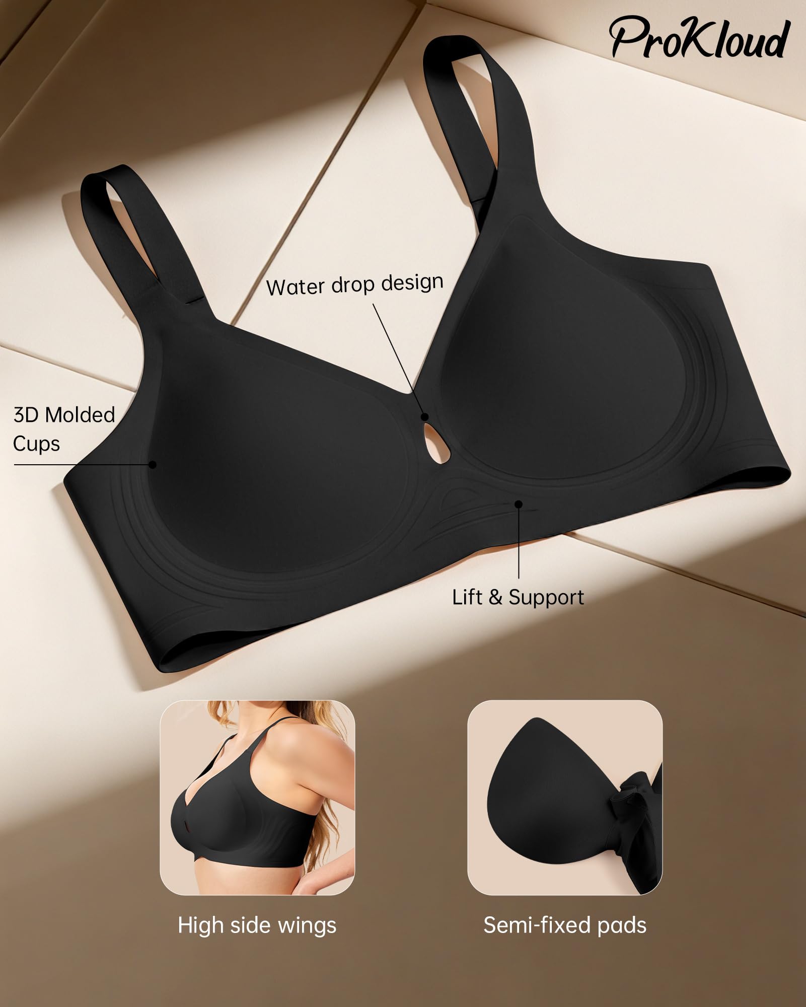 Bras for Women No Underwire Wireless Push up Full Coverage Bralettes Comfort Everyday Bra with Support and Lift - MDCURVE
