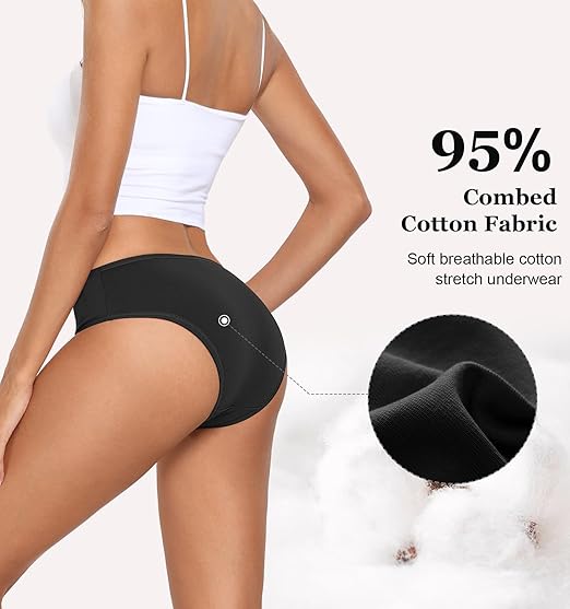 Cotton Hipster Panties | Women’s Low Rise Breathable Bikini Underwear 6 Pack - MDCURVE