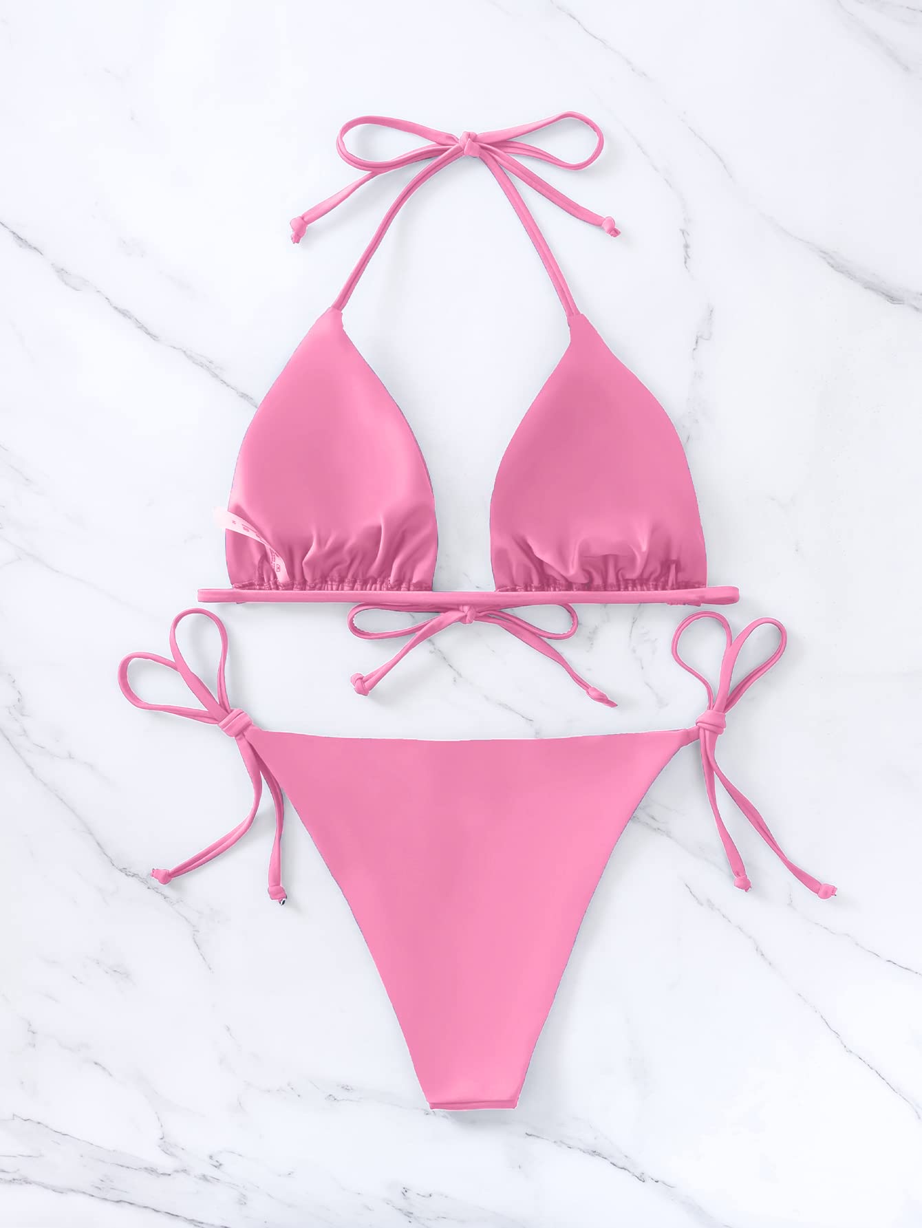 Floral Bikini Swimsuit | Two Piece Tie Side Triangle Thong | Padded Top Bathing Suit - MDCURVE