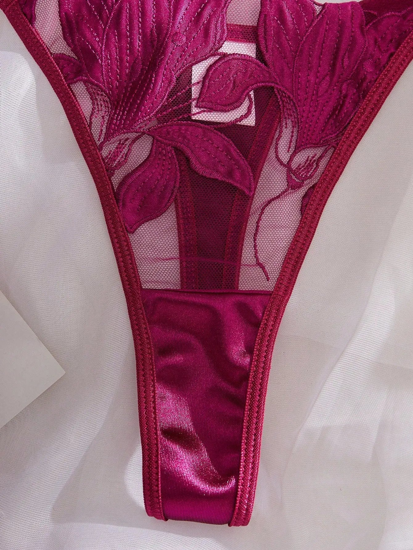 Floral Embroidery Lingerie Set | Satin & Lace Sexy Lingerie for Women - MDCURVE