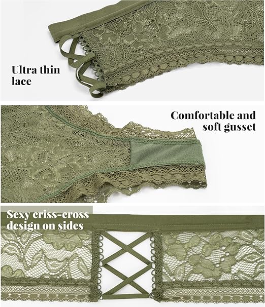 Lace Cheeky Panties | Women’s Low Rise Bikini Criss Cross Underwear 4 Pack - MDCURVE