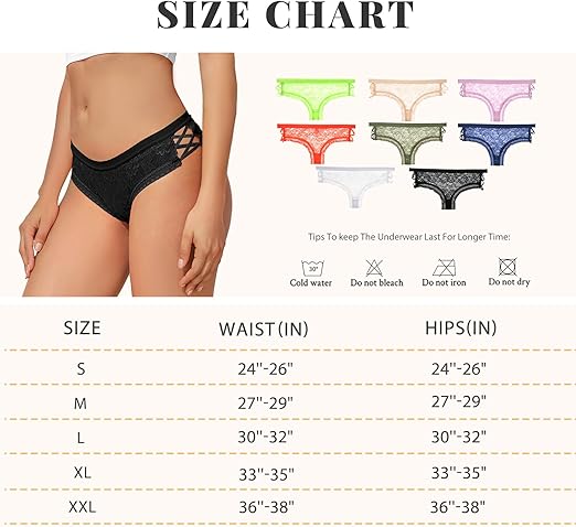 Lace Cheeky Panties | Women’s Low Rise Bikini Criss Cross Underwear 4 Pack - MDCURVE