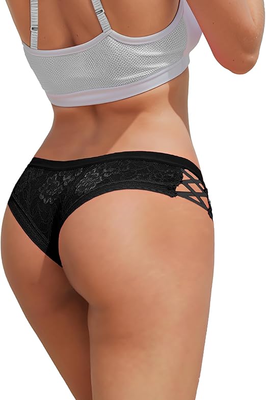 Lace Cheeky Panties | Women’s Low Rise Bikini Criss Cross Underwear 4 Pack - MDCURVE