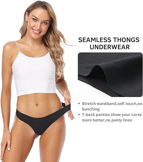 Microfiber Thong Panties for Women | Low Rise No Show Seamless Underwear - MDCURVE