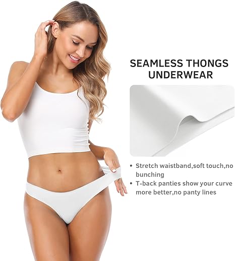 Microfiber Thong Panties for Women | Low Rise No Show Seamless Underwear - MDCURVE