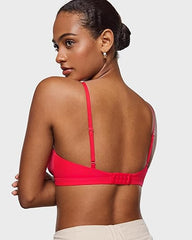 Wireless triangle bralette in red with stretch fabric