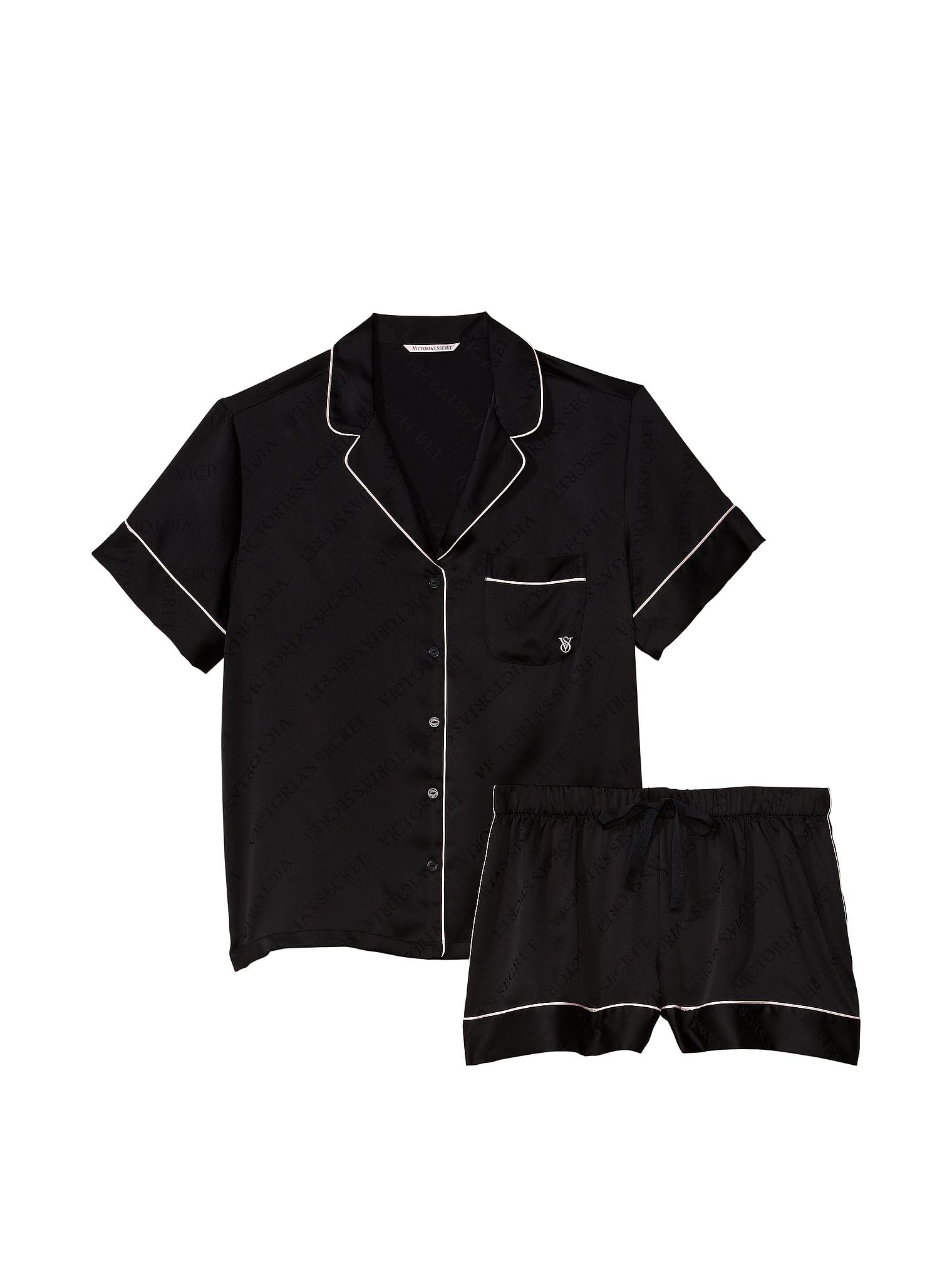 Satin Pajama Set, Short Sleeve Button Down & Shorts, Pajamas for Women - MDCURVE