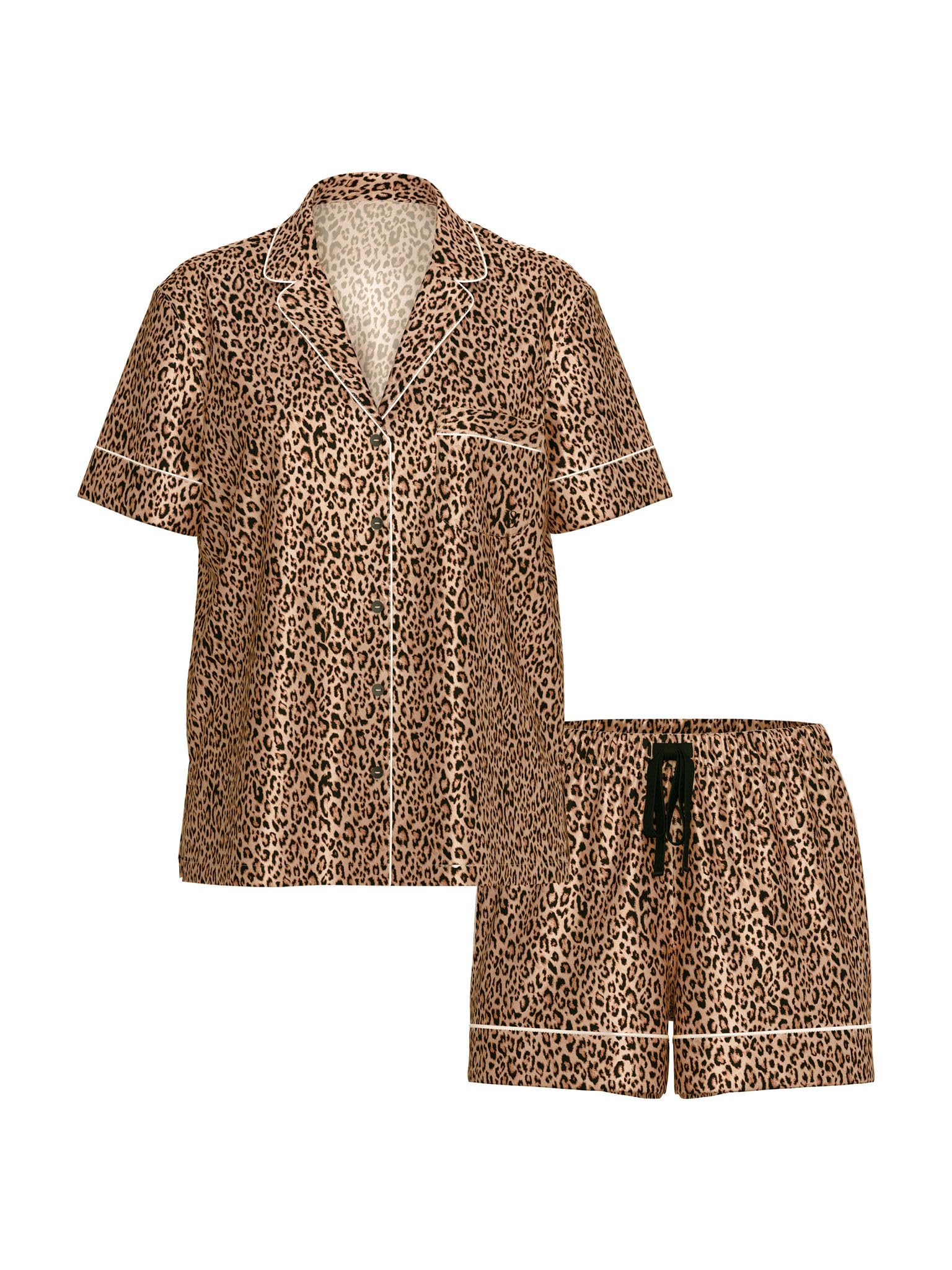 Satin Pajama Set, Short Sleeve Button Down & Shorts, Pajamas for Women - MDCURVE