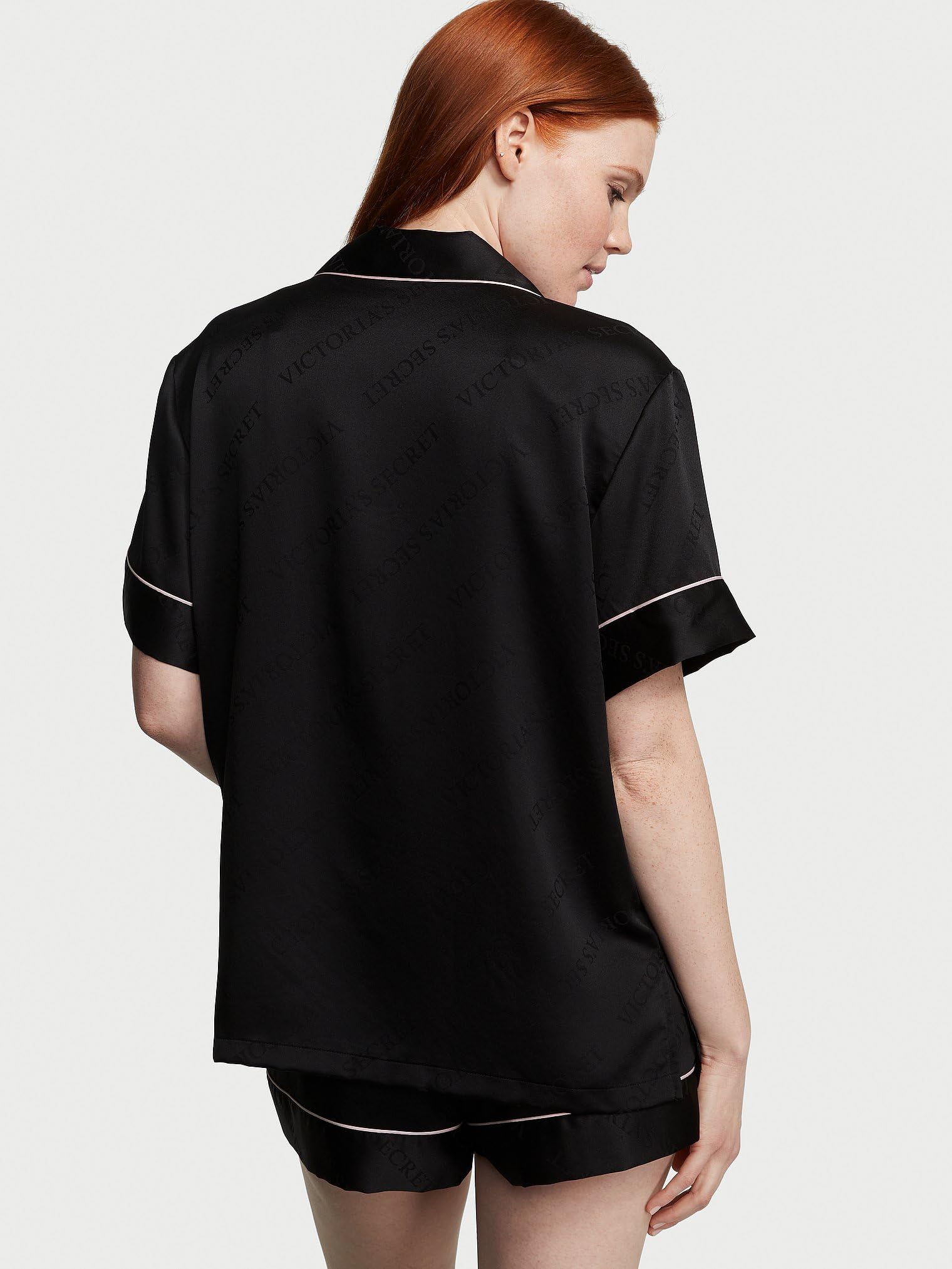 Satin Pajama Set, Short Sleeve Button Down & Shorts, Pajamas for Women - MDCURVE