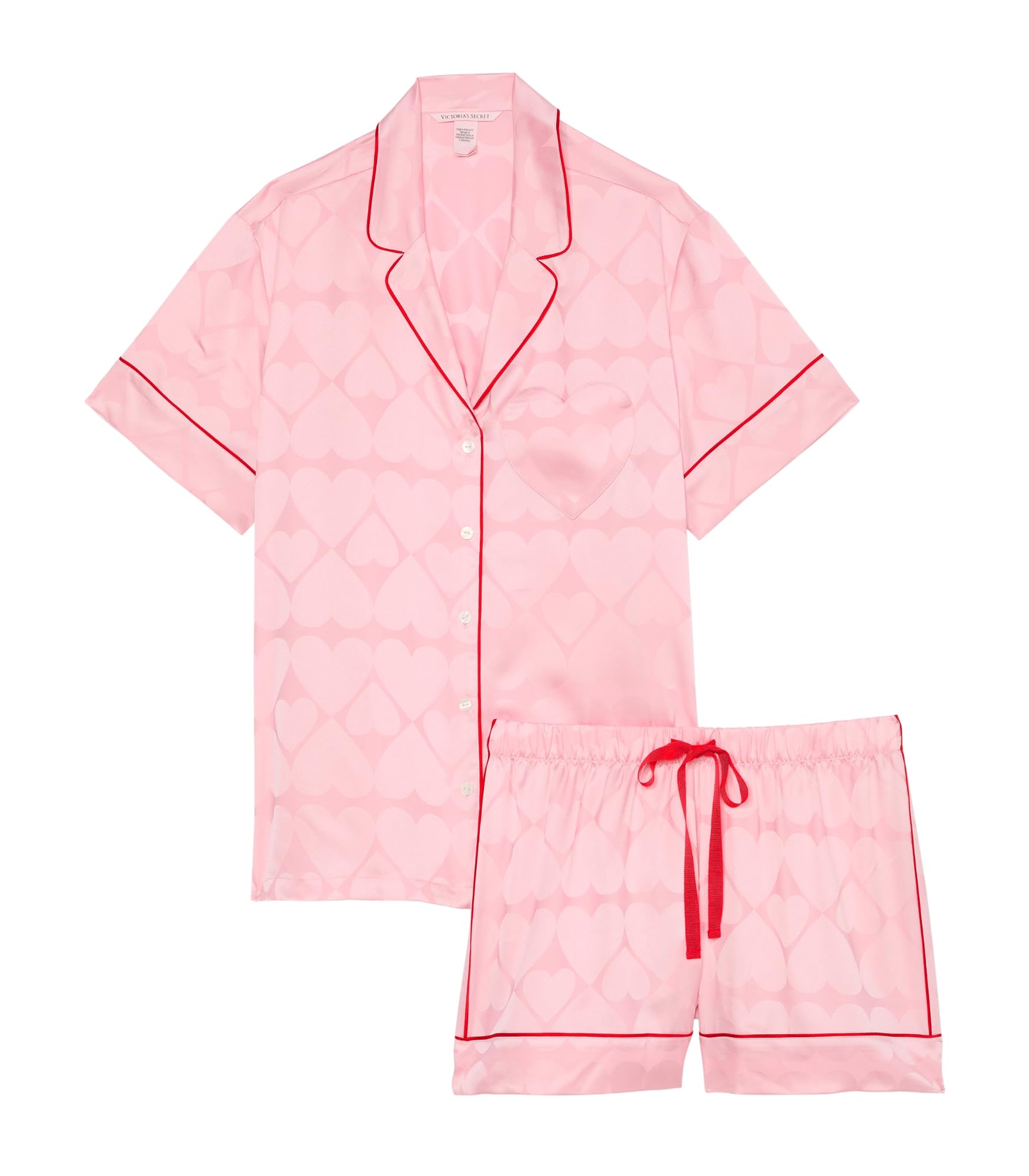 Satin Pajama Set, Short Sleeve Button Down & Shorts, Pajamas for Women - MDCURVE