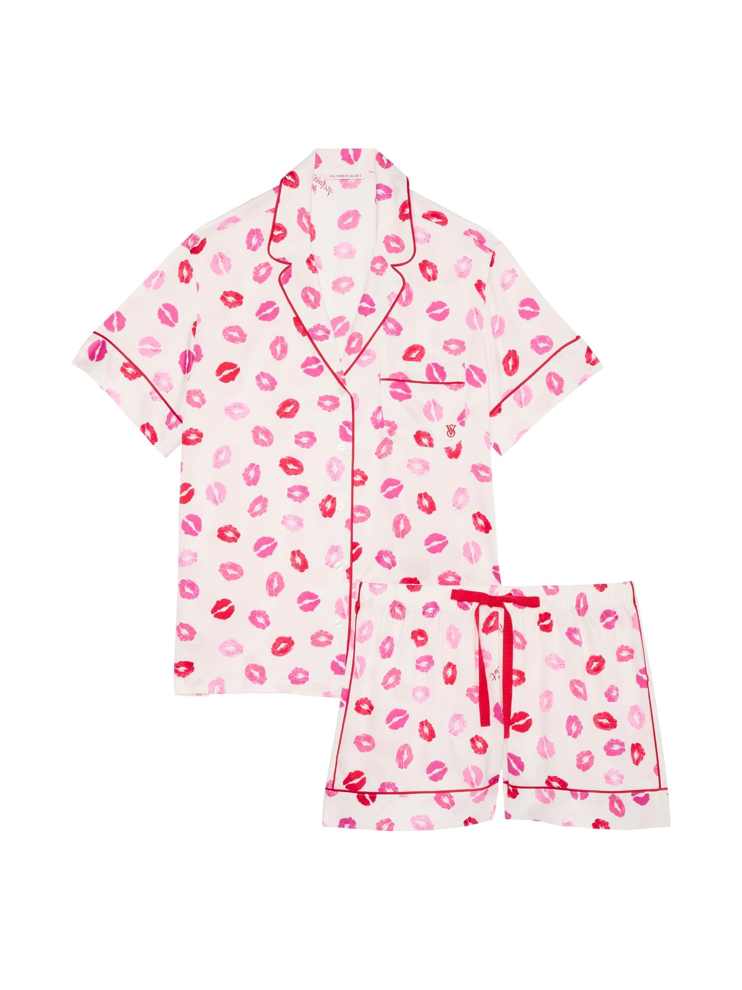 Satin Pajama Set, Short Sleeve Button Down & Shorts, Pajamas for Women - MDCURVE