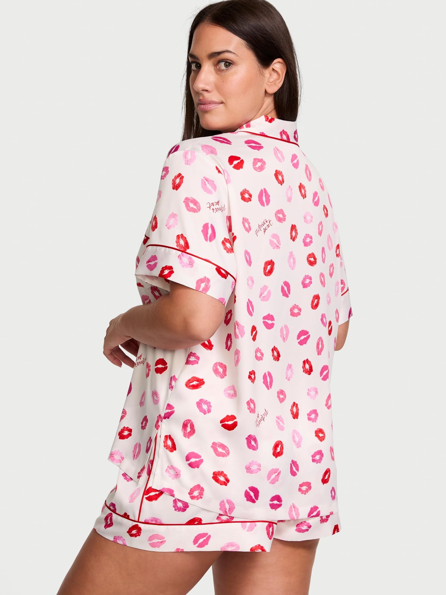 Satin Pajama Set, Short Sleeve Button Down & Shorts, Pajamas for Women - MDCURVE
