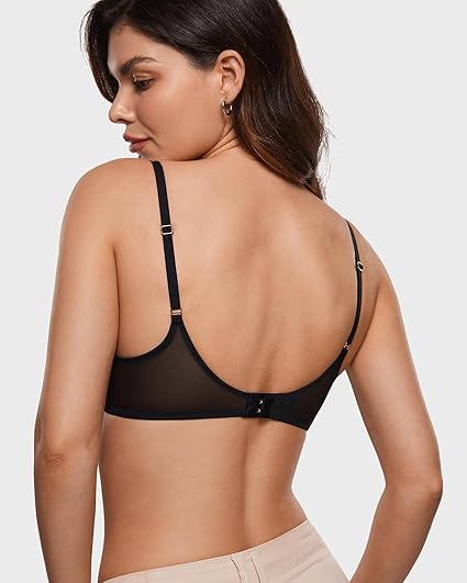 Sheer Balconette Bra | Demi Unlined Mesh with Underwire - MDCURVE