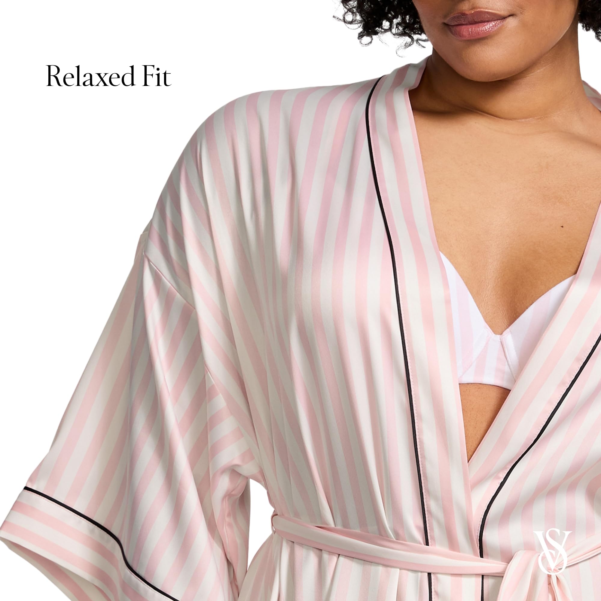 Short Satin Piped Robe - MDCURVE