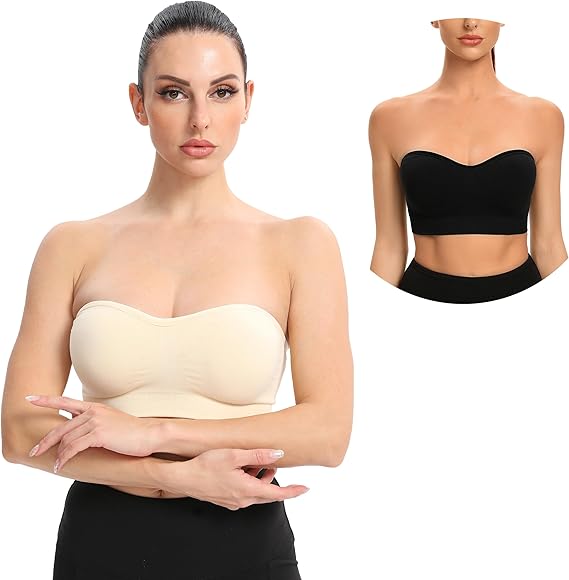 Strapless Bandeau Bra for Women | Non - Slip Silicone | Wireless Seamless Fit - MDCURVE