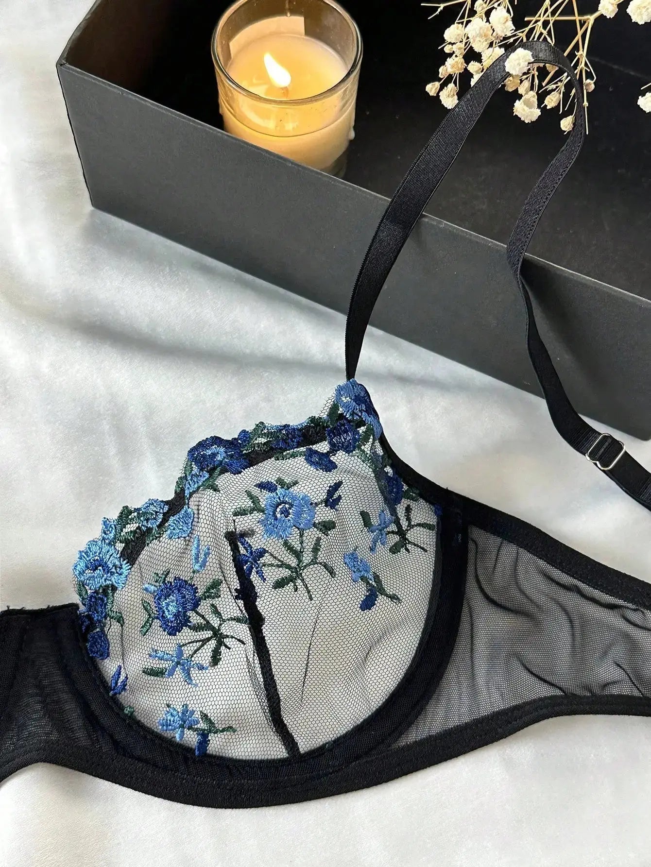 Two - Piece Embroidered Lingerie Set | Sexy Floral Lace Lingerie for Women - MDCURVE