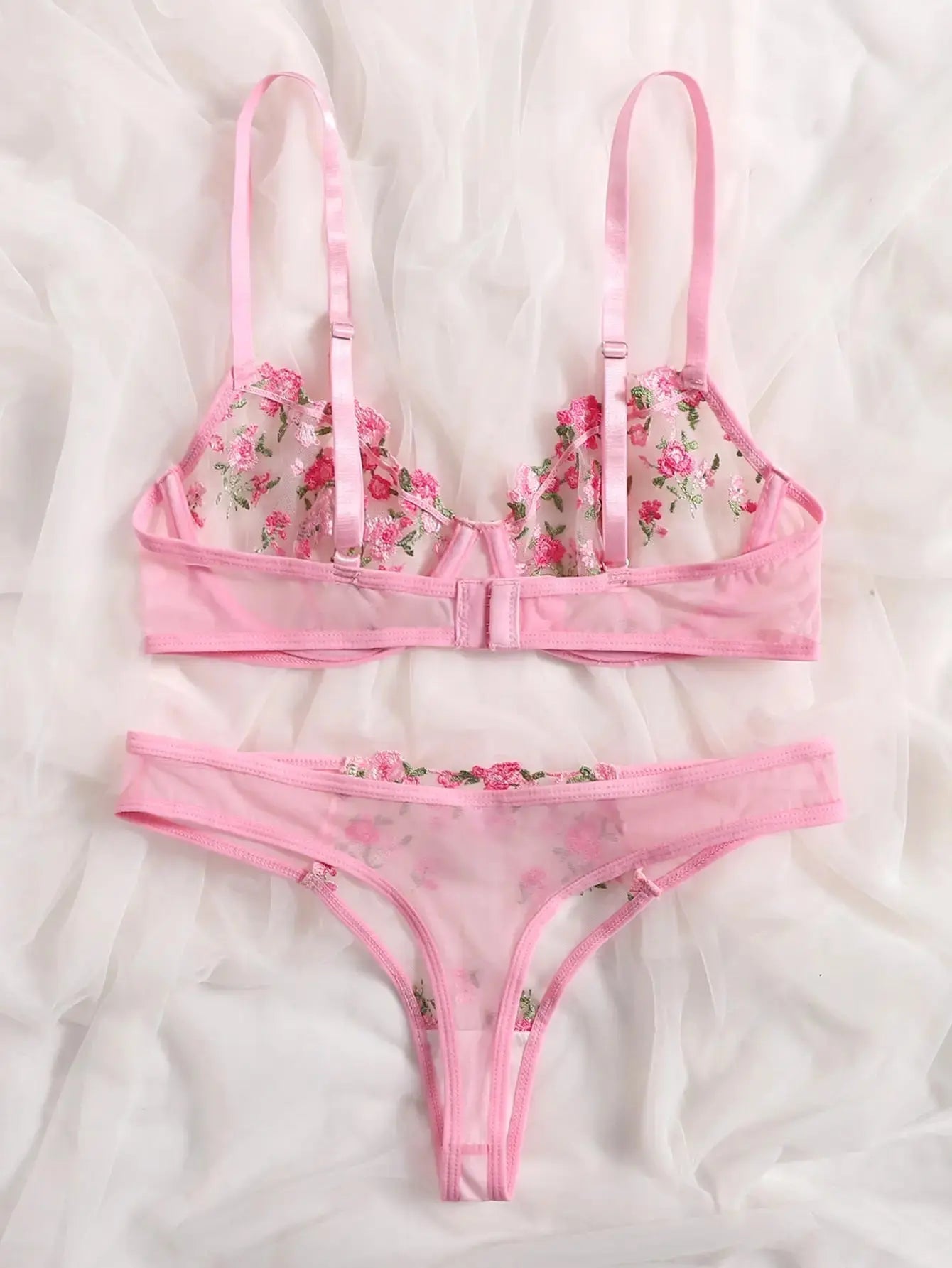 Two - Piece Embroidered Lingerie Set | Sexy Floral Lace Lingerie for Women - MDCURVE
