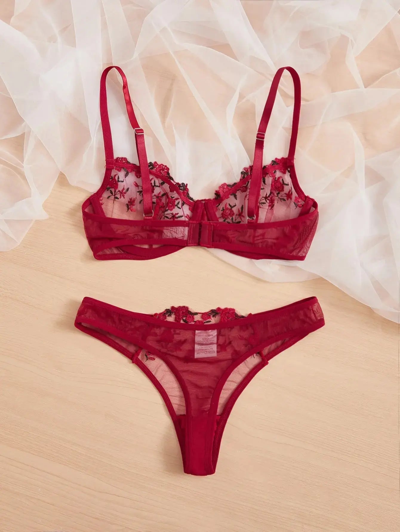 Two - Piece Embroidered Lingerie Set | Sexy Floral Lace Lingerie for Women - MDCURVE