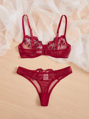 Two - Piece Embroidered Lingerie Set | Sexy Floral Lace Lingerie for Women - MDCURVE