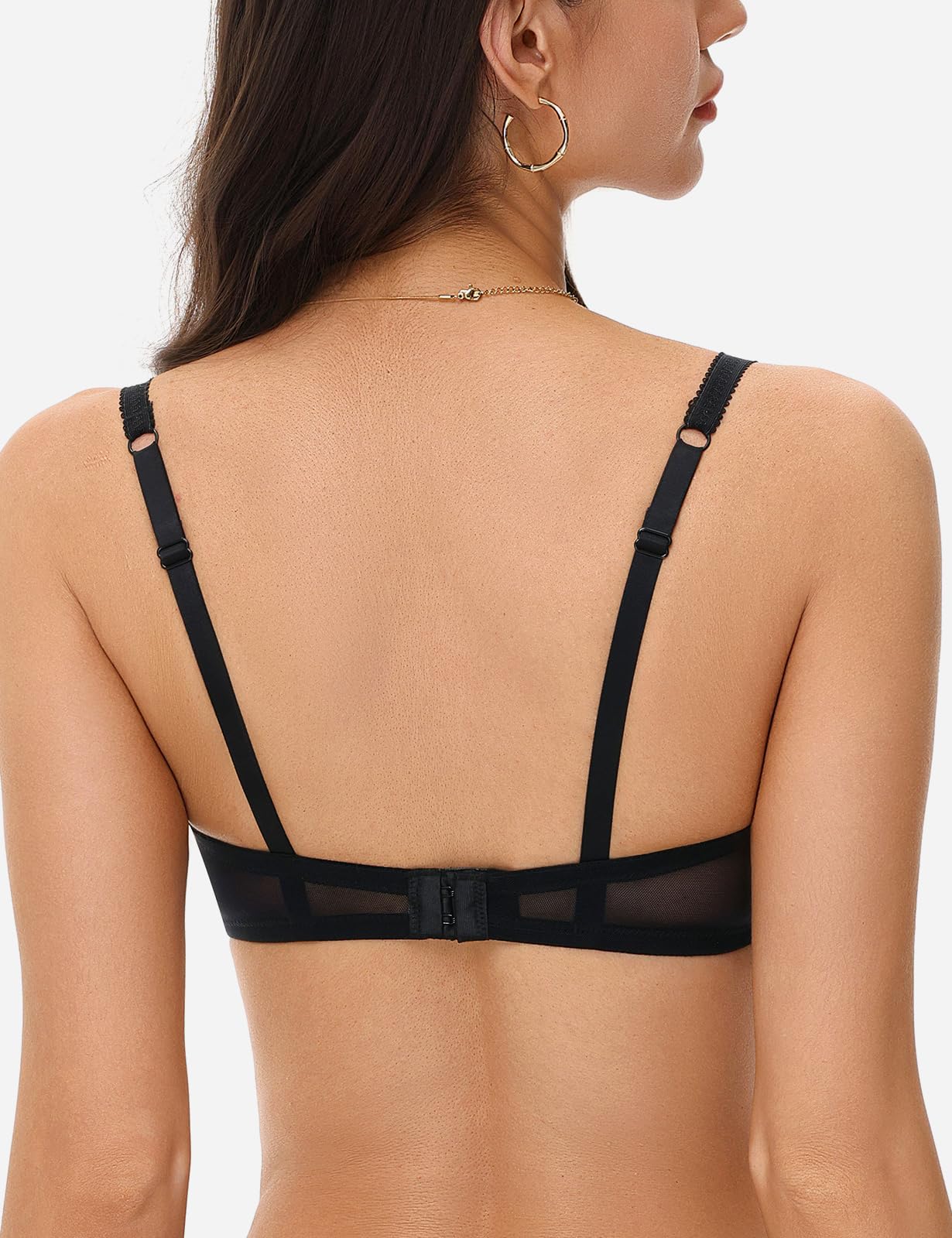 Unlined Bras for Women Sexy See Through Mesh Underwire Plunge Demi Lace Bra - MDCURVE