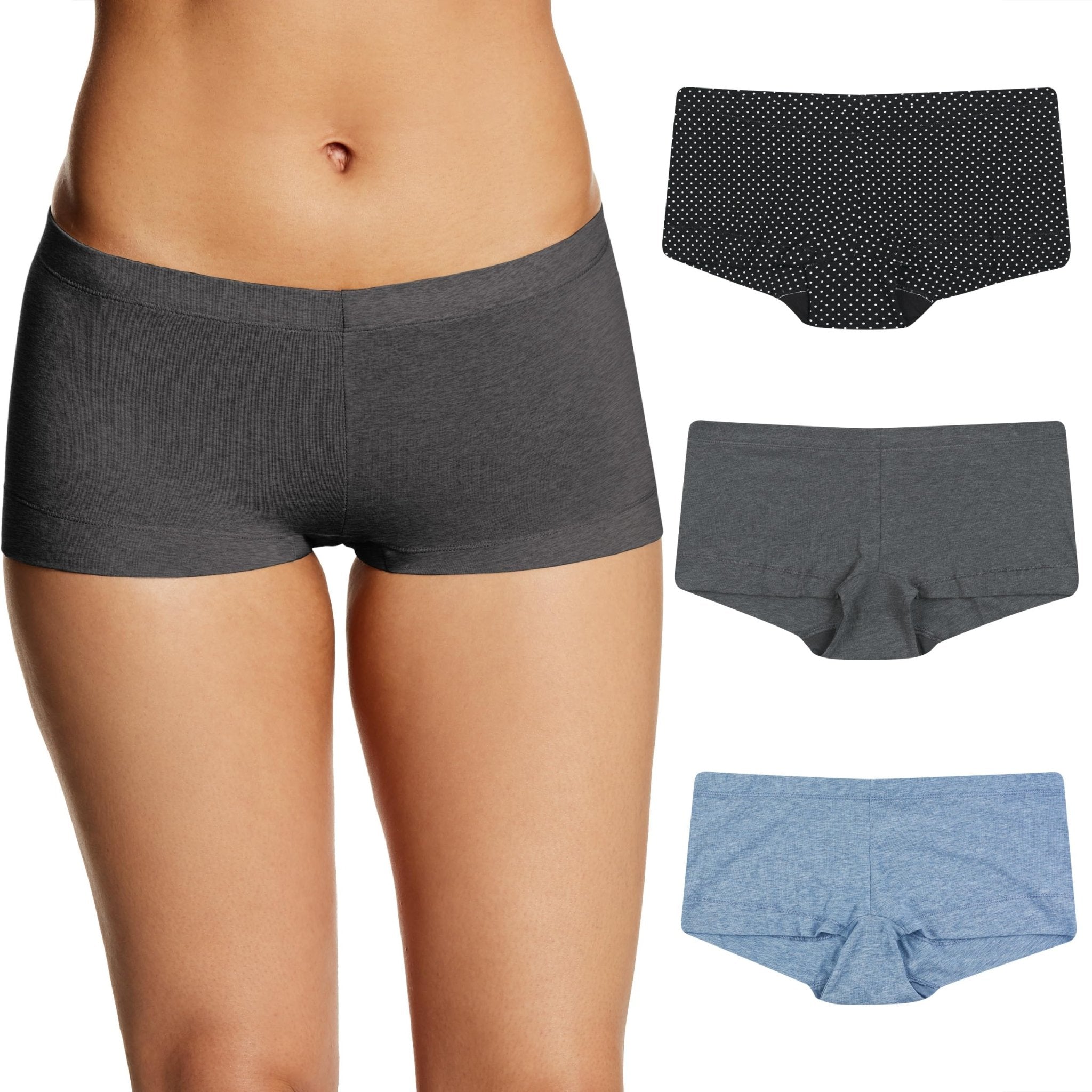 Women's Stretch Cotton Boyshort Underwear | Seamless Comfort Panties | Soft Full - Coverage Briefs 3 - Pack - MDCURVE