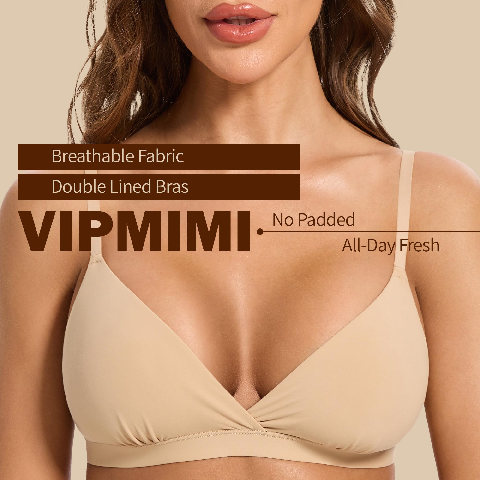 Women's Triangle Bralette Plunge Unlined Seamless Bra No Underwire Sexy Comfortable T-Shirt Everyday Bra - MDCURVE