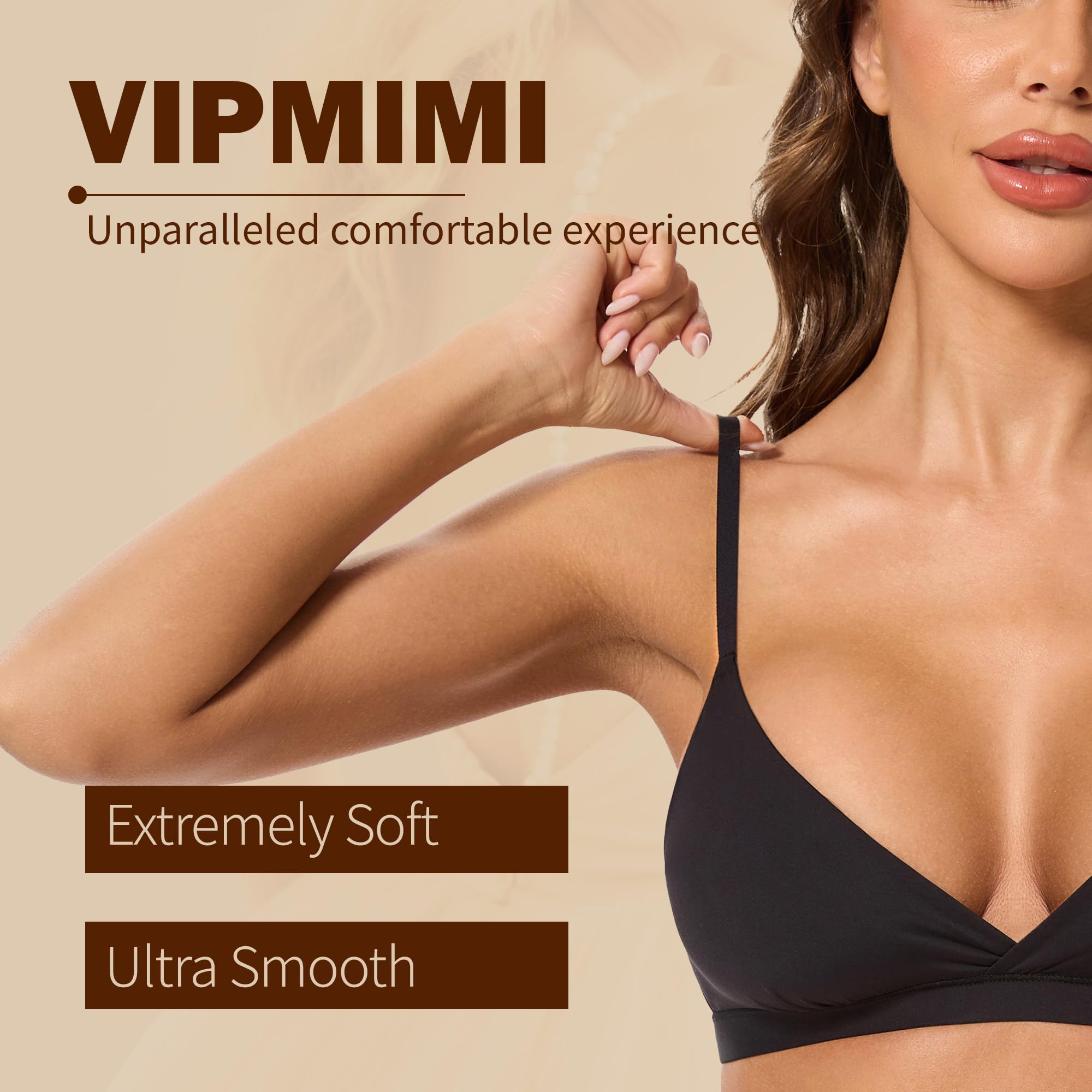 Women's Triangle Bralette Plunge Unlined Seamless Bra No Underwire Sexy Comfortable T-Shirt Everyday Bra - MDCURVE