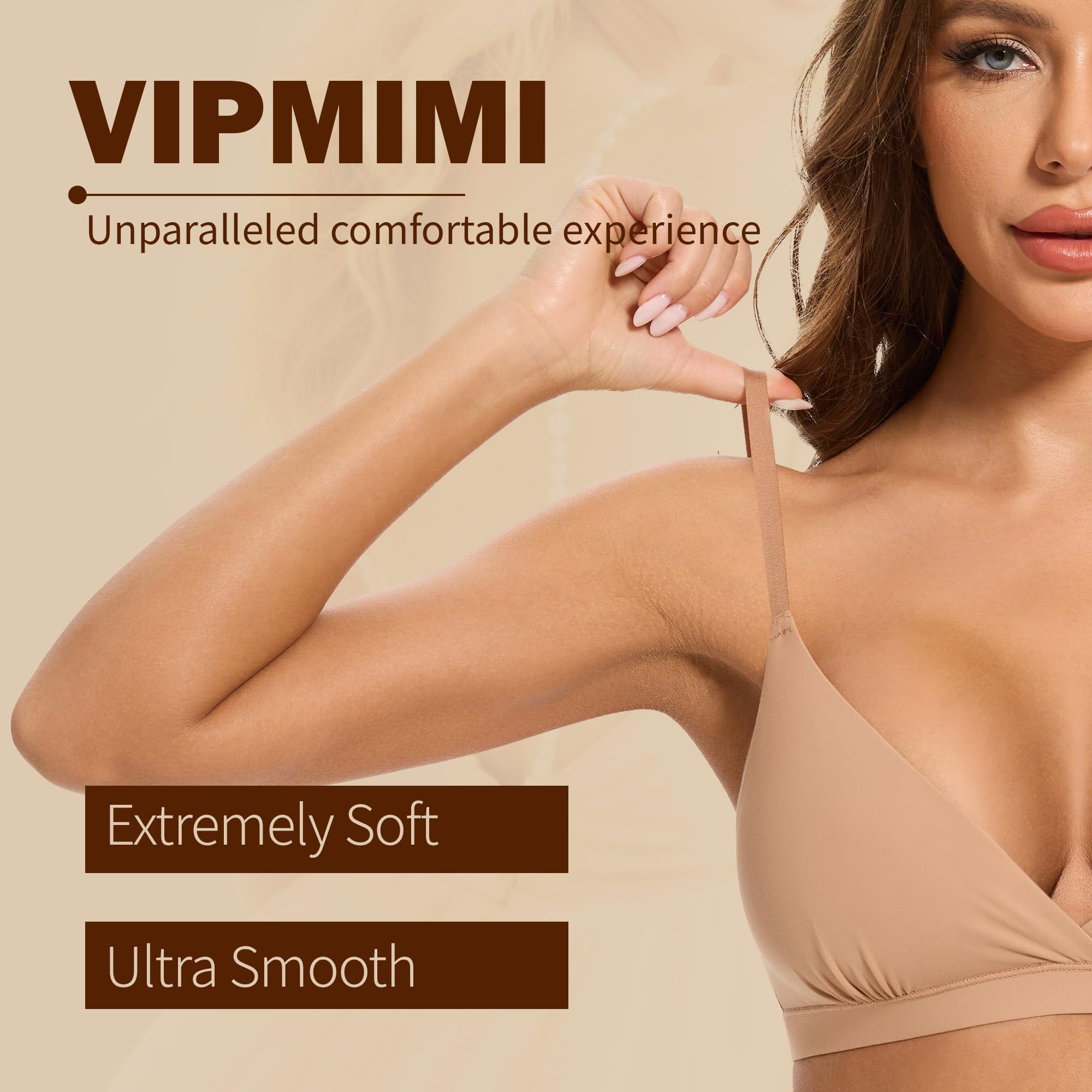 Women's Triangle Bralette Plunge Unlined Seamless Bra No Underwire Sexy Comfortable T-Shirt Everyday Bra - MDCURVE