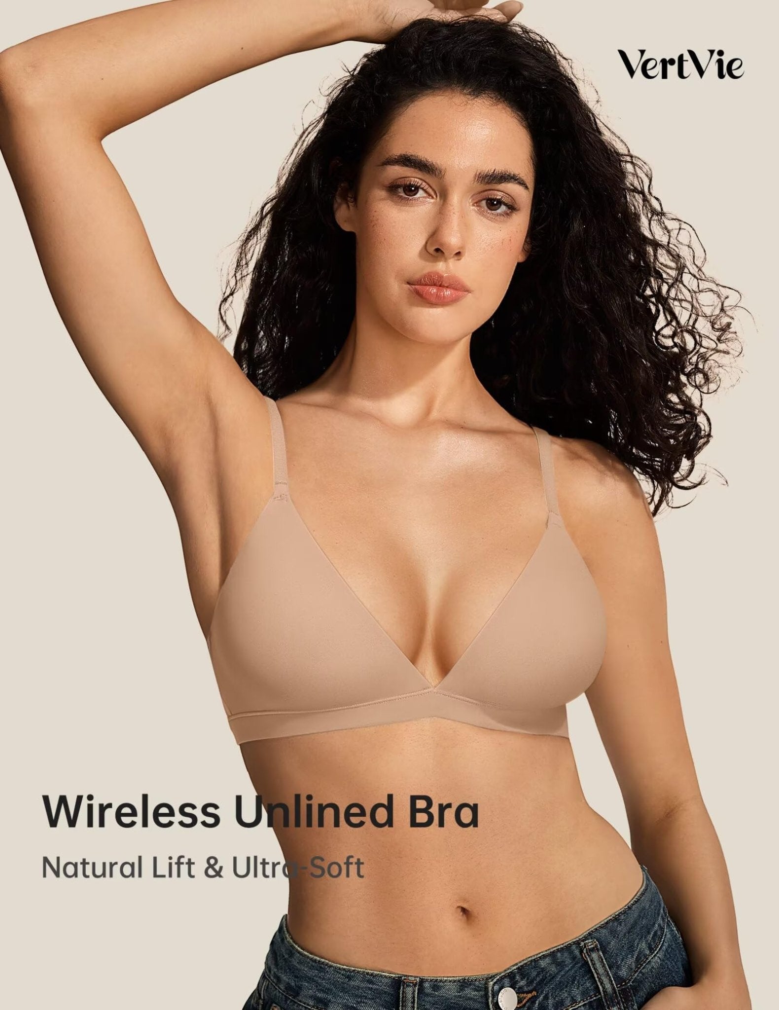 Womens Wireless Triangle Bralette Plunge Unlined Seamless Bras No Underwire Sexy Comfortable Unpadded Everyday Bra - MDCURVE