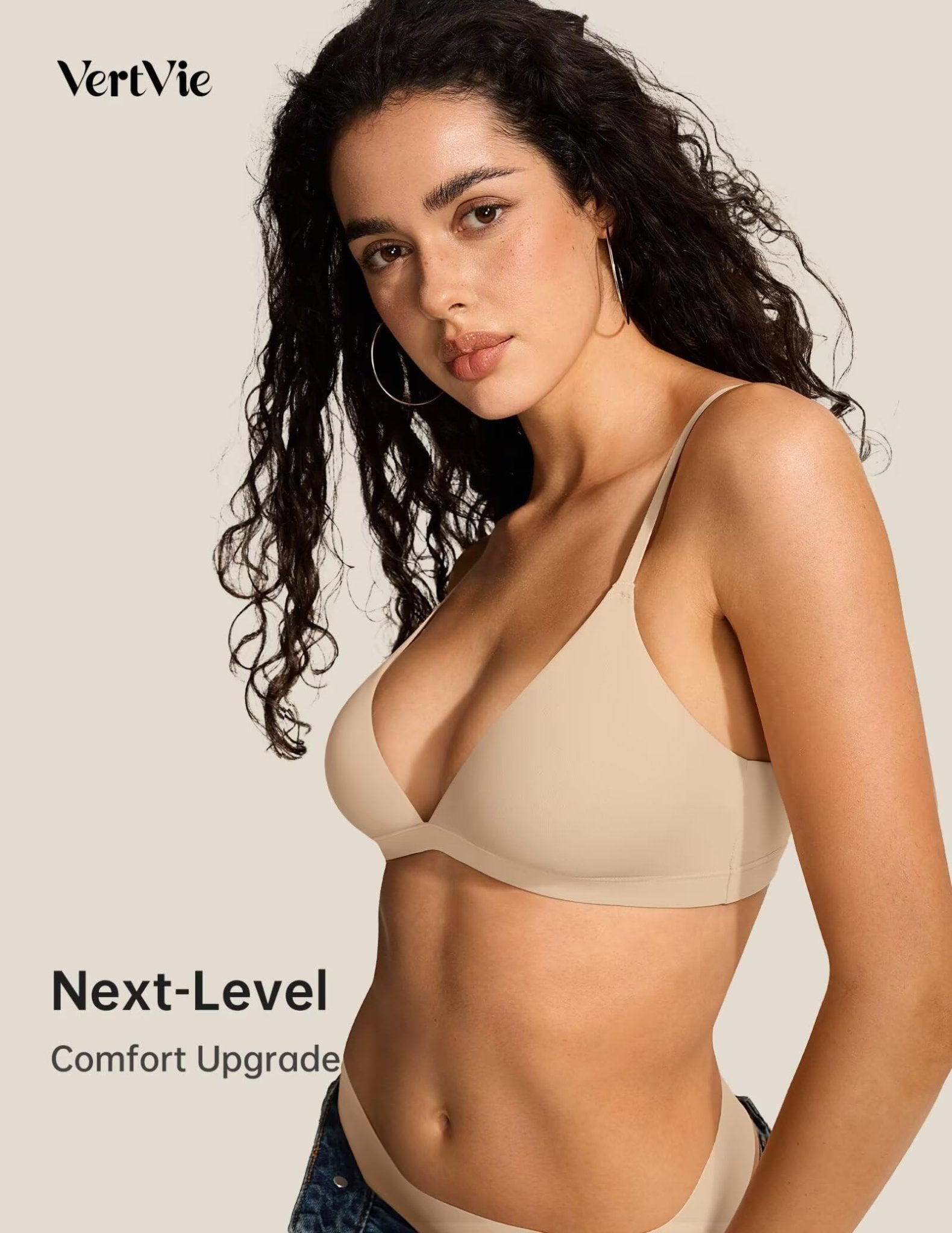 Womens Wireless Triangle Bralette Plunge Unlined Seamless Bras No Underwire Sexy Comfortable Unpadded Everyday Bra - MDCURVE