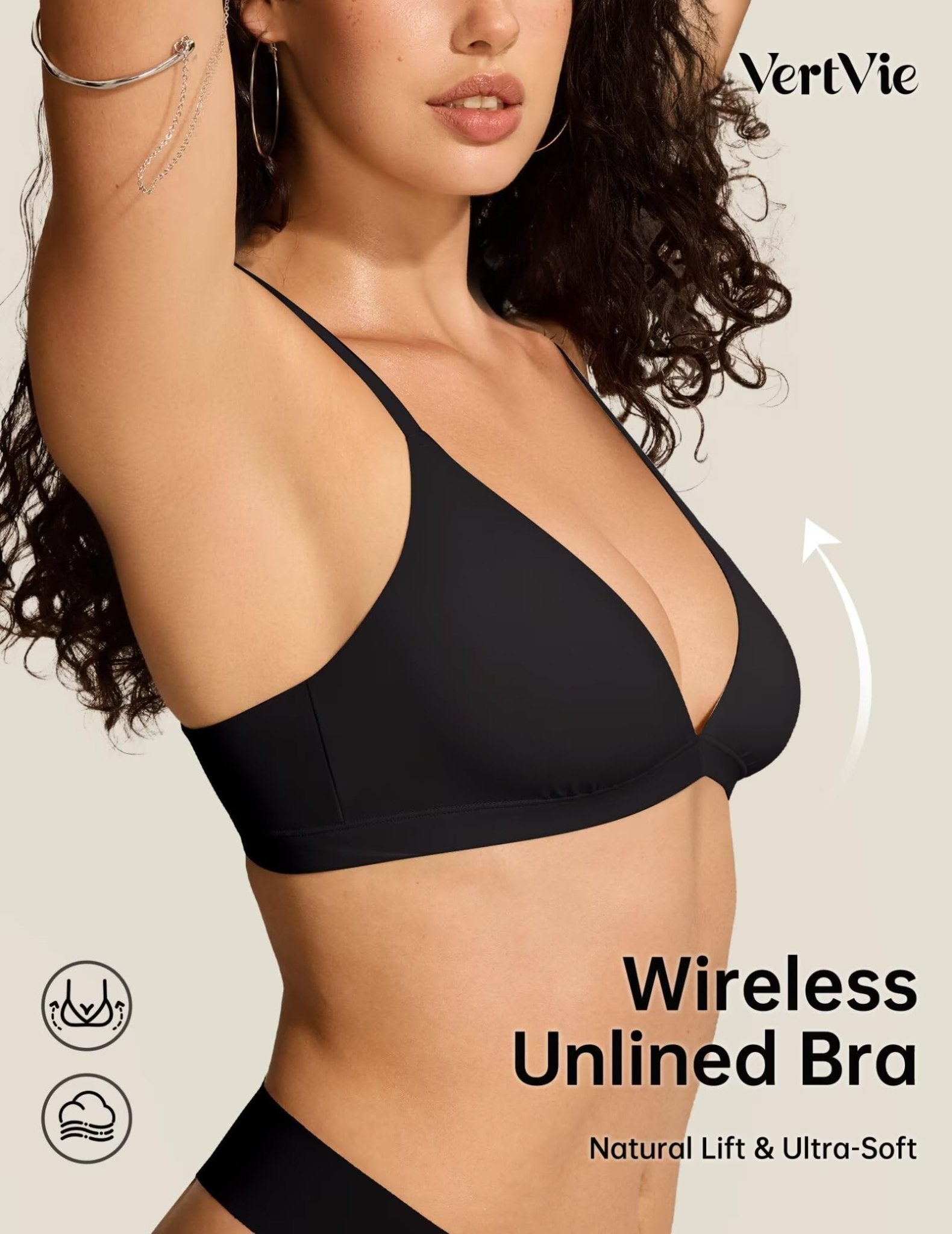 Womens Wireless Triangle Bralette Plunge Unlined Seamless Bras No Underwire Sexy Comfortable Unpadded Everyday Bra - MDCURVE