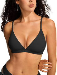 Womens Wireless Triangle Bralette Plunge Unlined Seamless Bras No Underwire Sexy Comfortable Unpadded Everyday Bra - MDCURVE