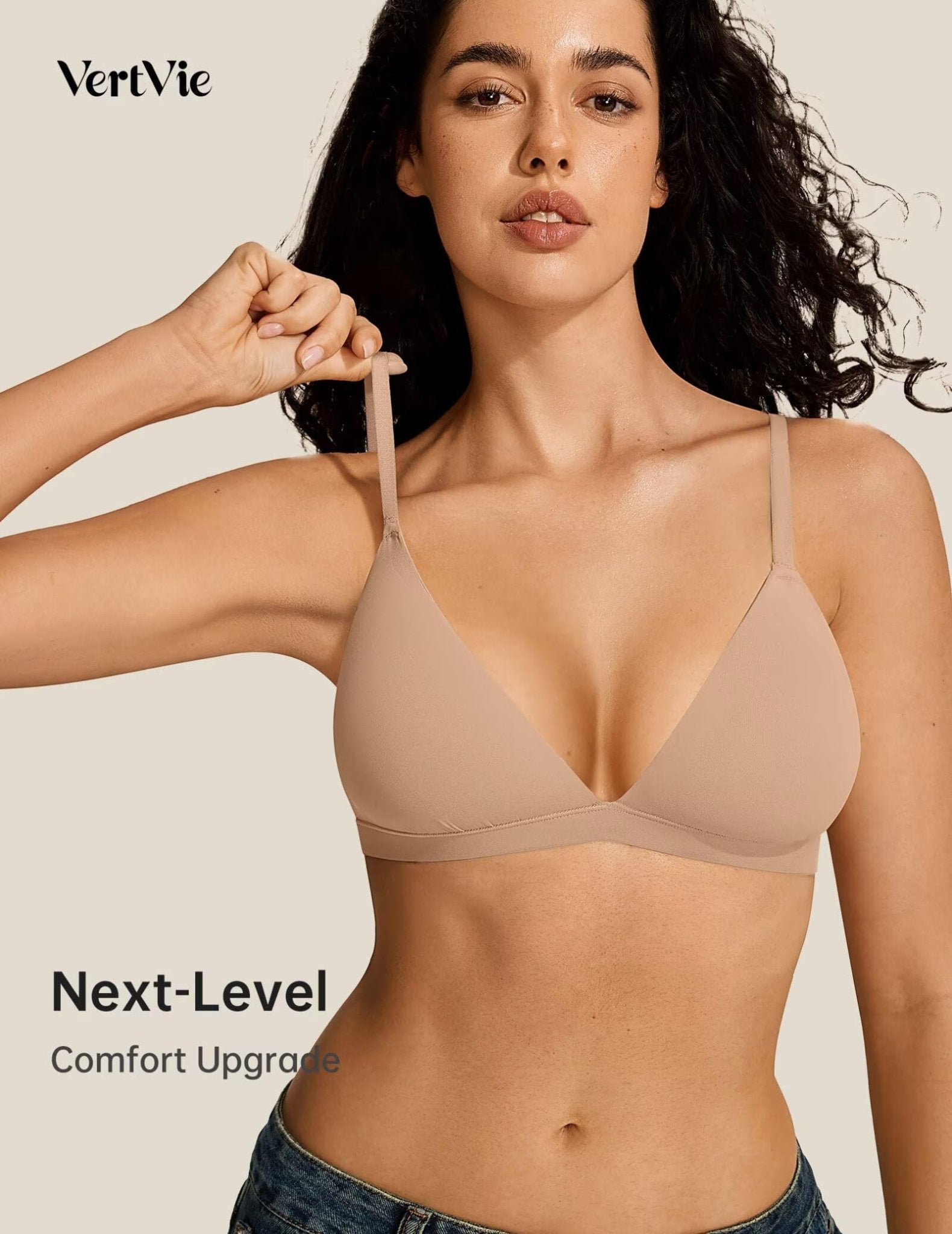 Womens Wireless Triangle Bralette Plunge Unlined Seamless Bras No Underwire Sexy Comfortable Unpadded Everyday Bra - MDCURVE