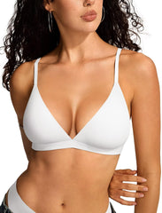 Womens Wireless Triangle Bralette Plunge Unlined Seamless Bras No Underwire Sexy Comfortable Unpadded Everyday Bra - MDCURVE