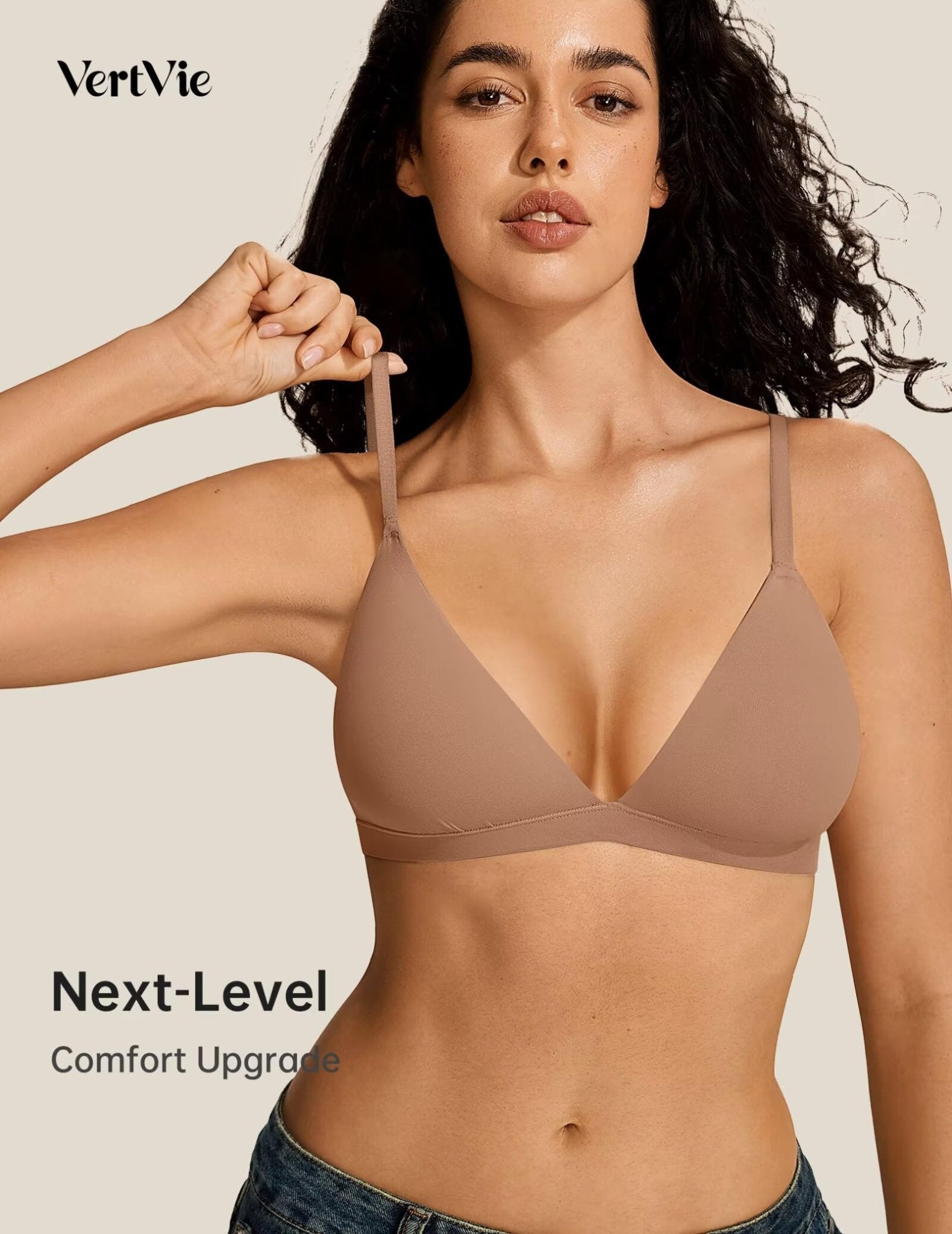 Womens Wireless Triangle Bralette Plunge Unlined Seamless Bras No Underwire Sexy Comfortable Unpadded Everyday Bra - MDCURVE