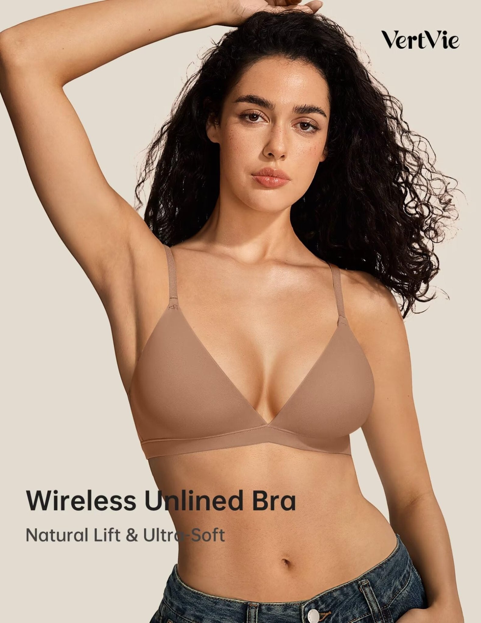 Womens Wireless Triangle Bralette Plunge Unlined Seamless Bras No Underwire Sexy Comfortable Unpadded Everyday Bra - MDCURVE