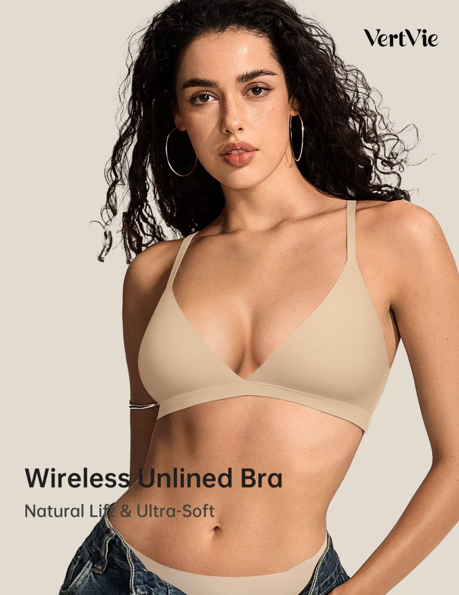 Womens Wireless Triangle Bralette Plunge Unlined Seamless Bras No Underwire Sexy Comfortable Unpadded Everyday Bra - MDCURVE