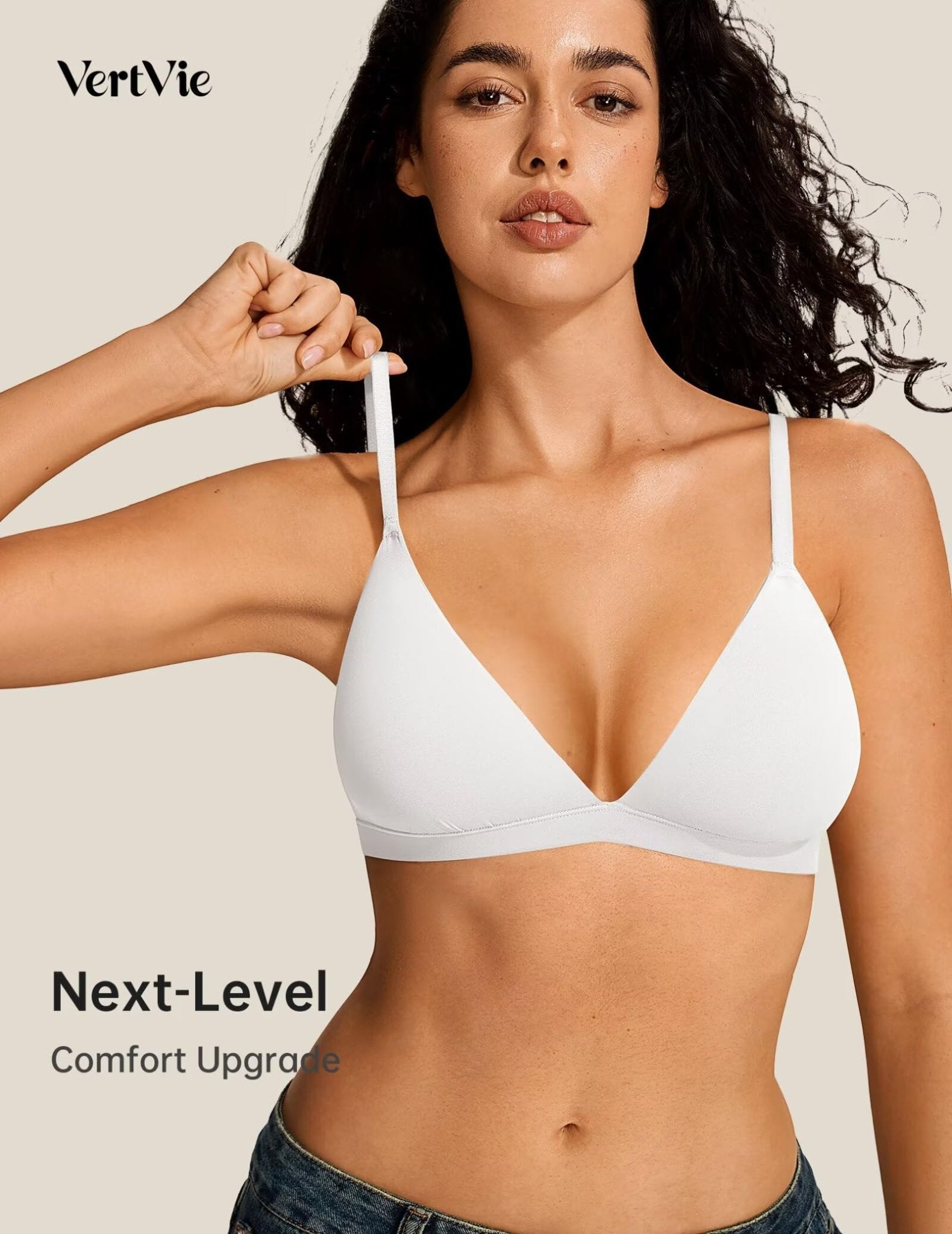 Womens Wireless Triangle Bralette Plunge Unlined Seamless Bras No Underwire Sexy Comfortable Unpadded Everyday Bra - MDCURVE