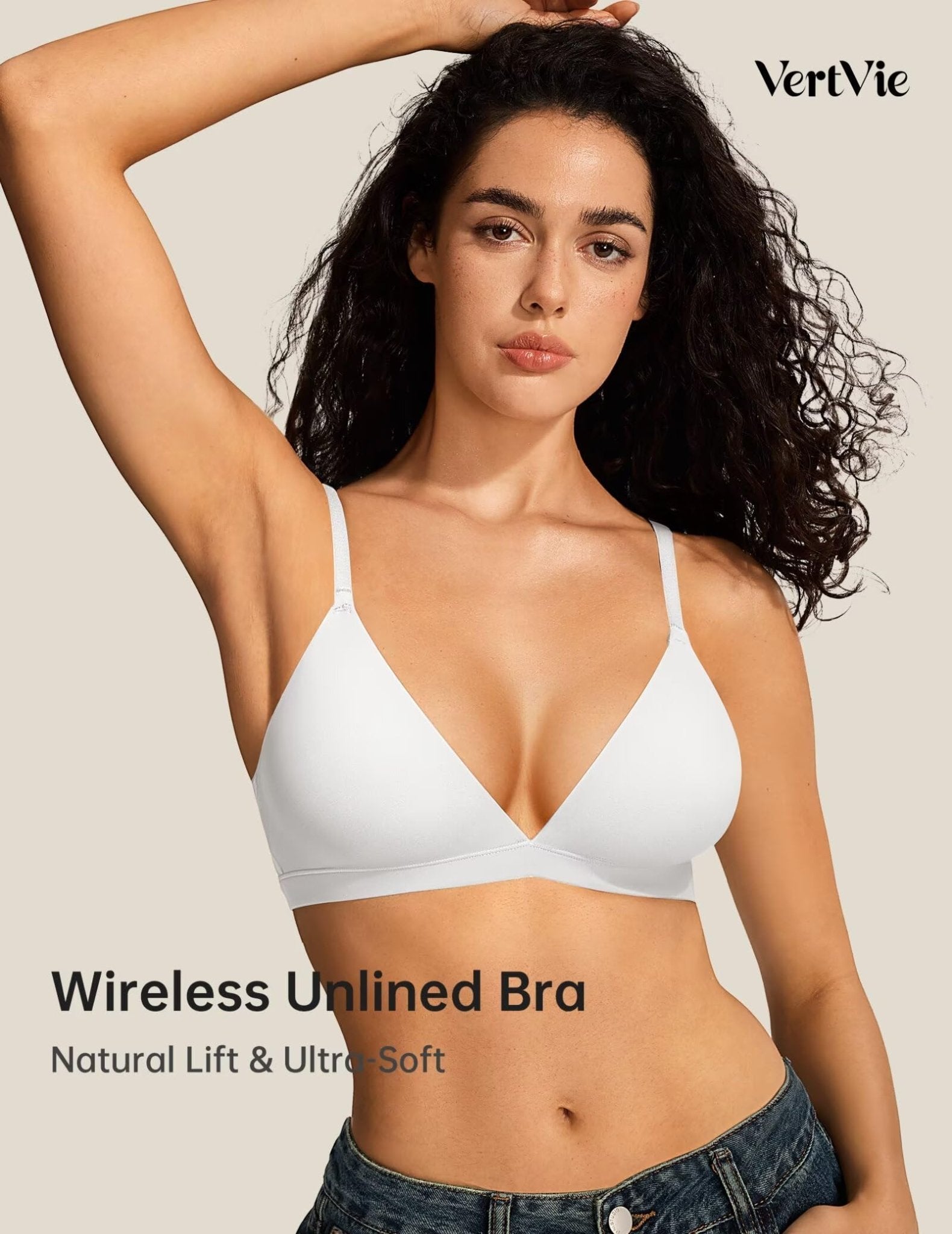 Womens Wireless Triangle Bralette Plunge Unlined Seamless Bras No Underwire Sexy Comfortable Unpadded Everyday Bra - MDCURVE